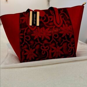 Milan Italy Red Floral Tote Bag